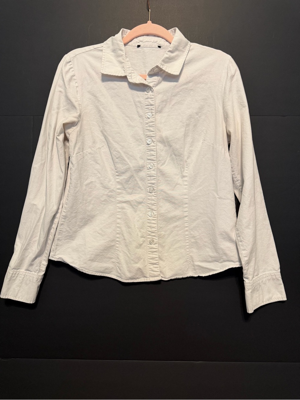 Classic Long-Sleeve Button-Up Shirt, White